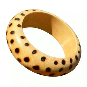 Burned wood dotted bangle bracelet
